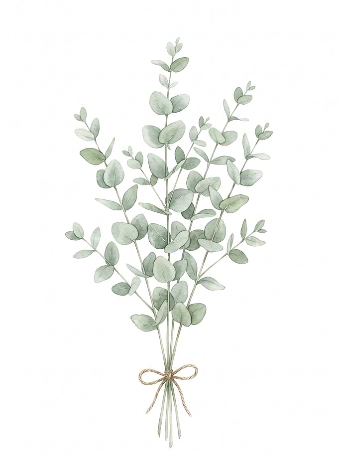 Watercolor Eucalyptus Branch Bouquet