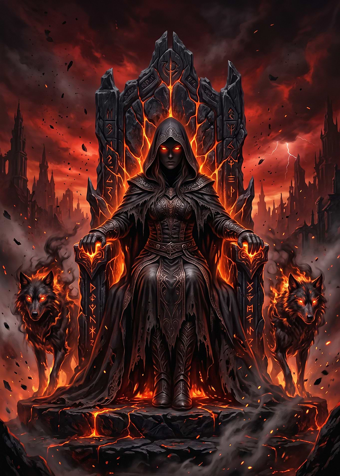 Dark Queen on Lava Throne
