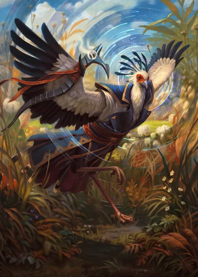 Anthropomorphic Secretary Bird Fantasy Illustration