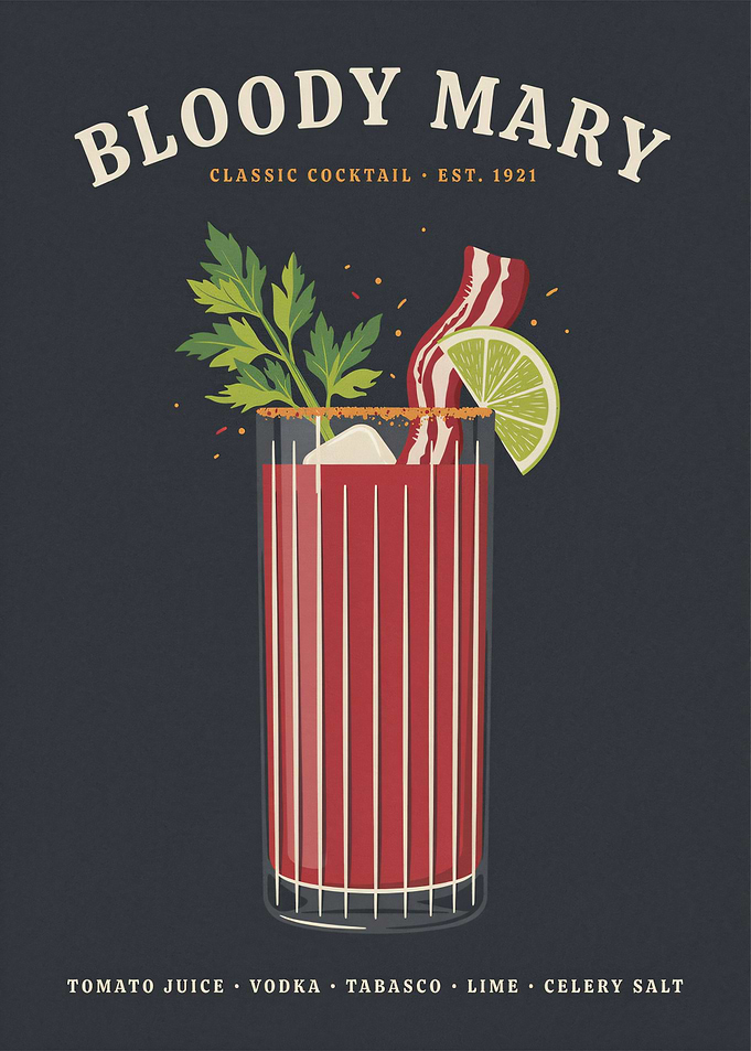Vintage Bloody Mary Cocktail Poster