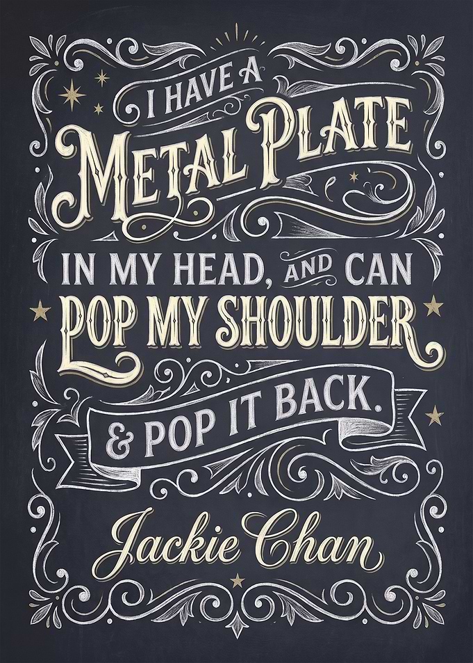 Jackie Chan Quote Chalkboard Art