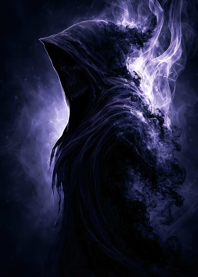 Ethereal Grim Reaper in Purple Smoke
