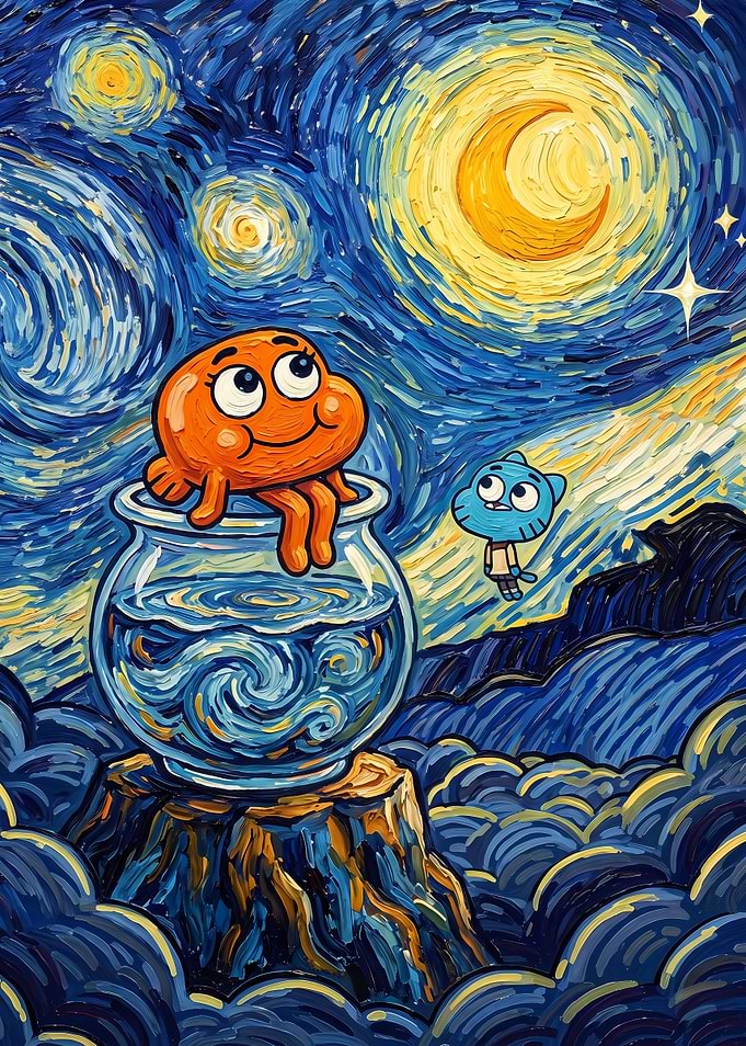 Gumball and Darwin Starry Night Parody