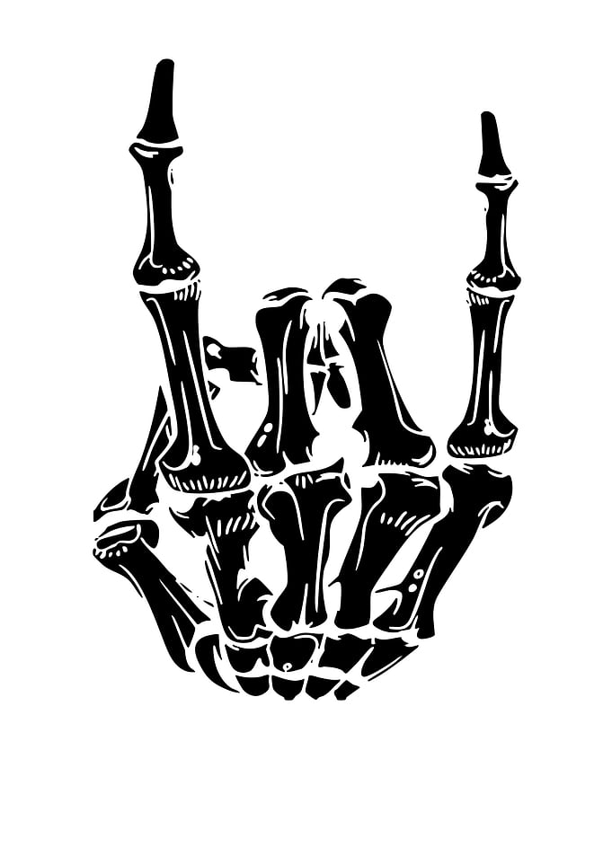 Skeleton Hand Rock and Roll Sign