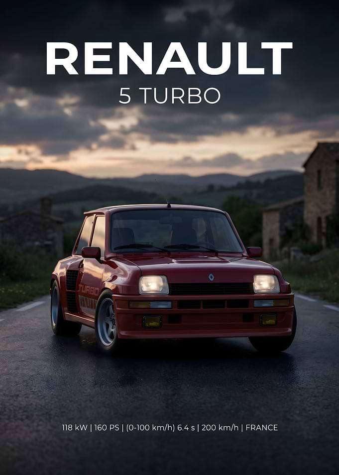 Renault 5 Turbo Classic Car Poster