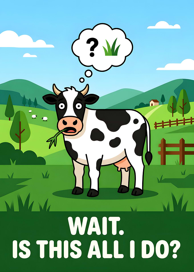 Funny Cow Existential Crisis Cartoon