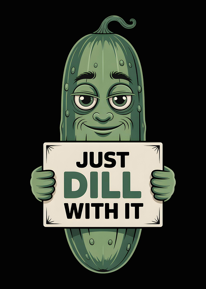 Just Dill With It Pickle Cartoon