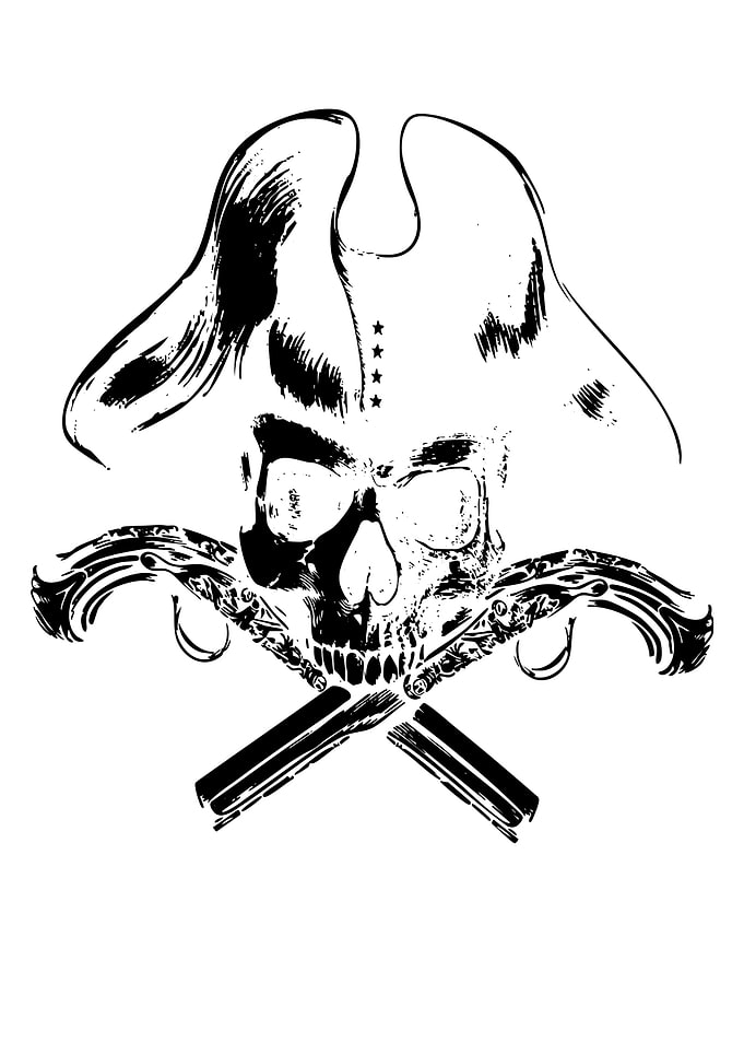 Pirate Skull with Crossed Flintlock Pistols