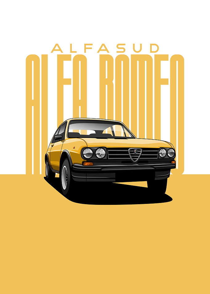 Alfa Romeo Alfasud Yellow Car Poster
