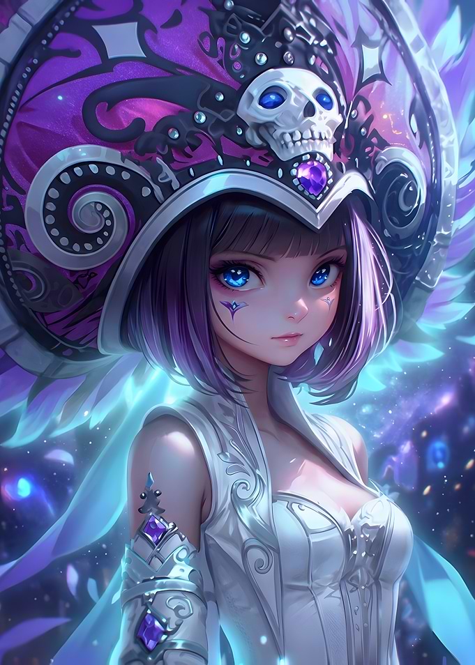 Anime Girl with Skull Headdress