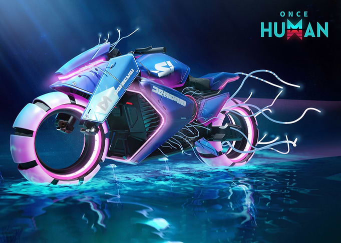 Once Human Futuristic Neon Motorcycle