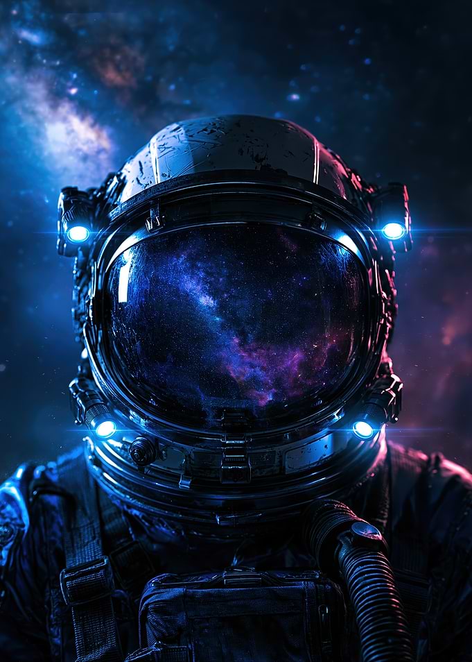 Astronaut Helmet Reflecting Deep Space