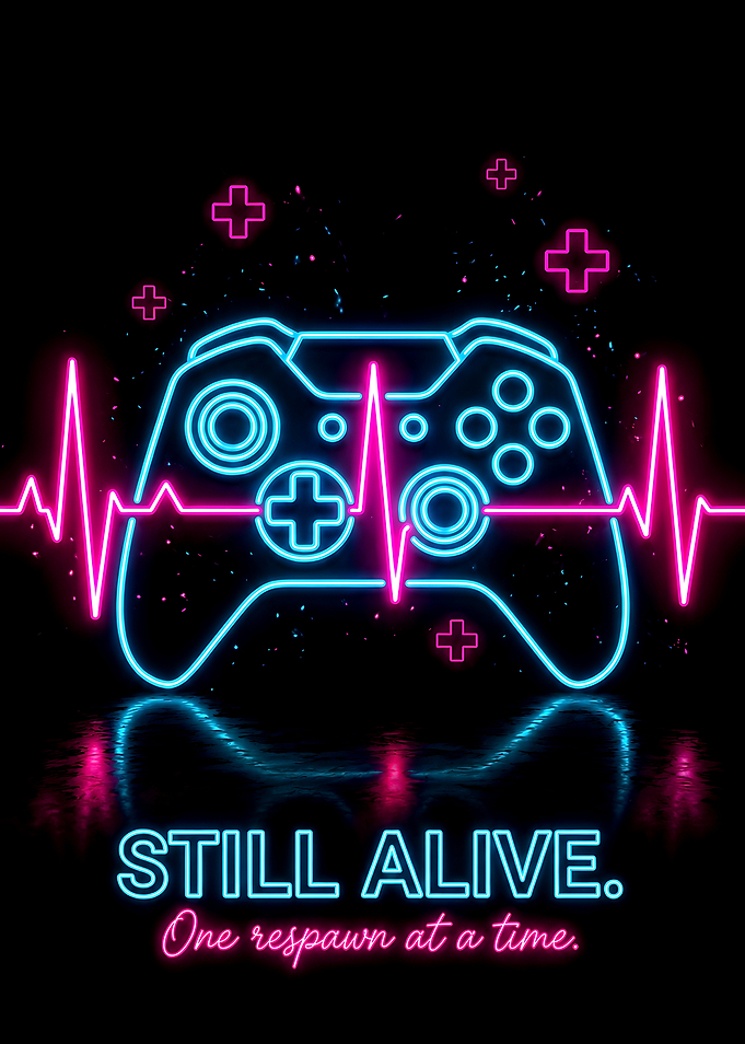 Neon Gaming Heartbeat Controller Poster