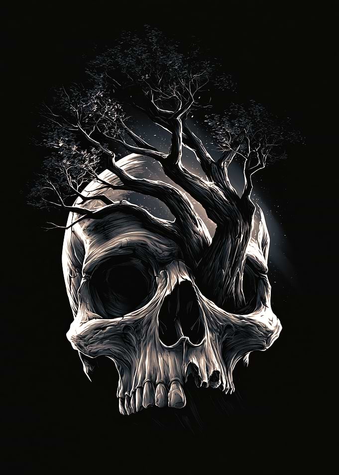 Skull with Growing Tree