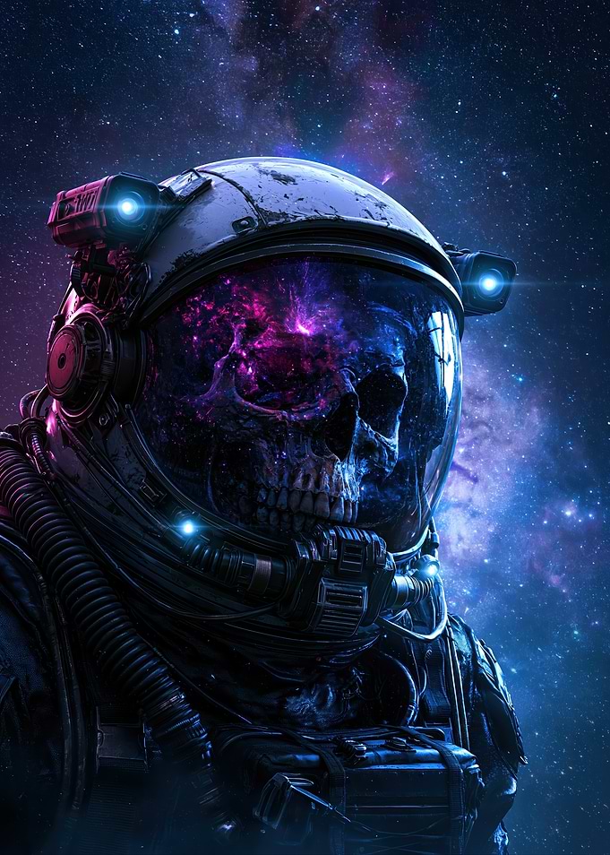 Cosmic Skull Astronaut in Deep Space