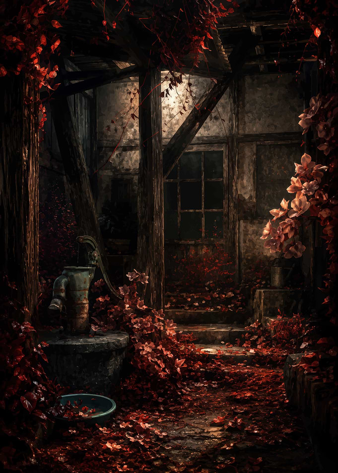 Abandoned Garden with Red Foliage Silent Hill