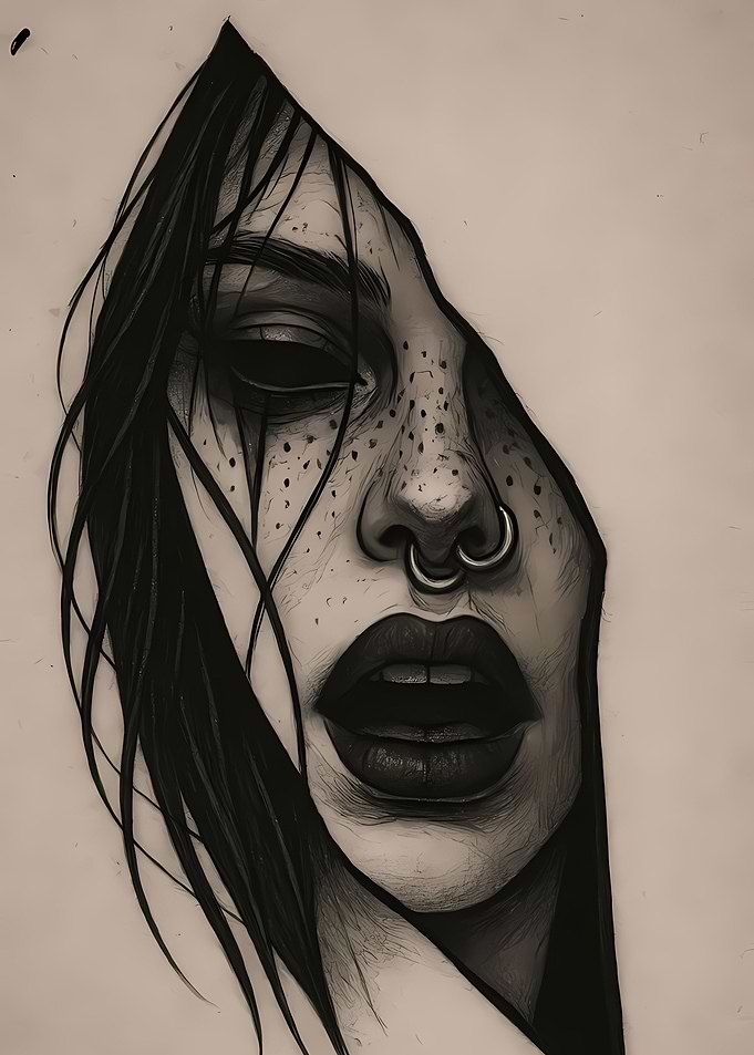 Gothic Portrait with Septum Piercing