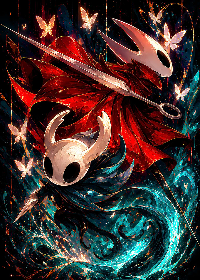 The Knight and Hornet Hollow Knight