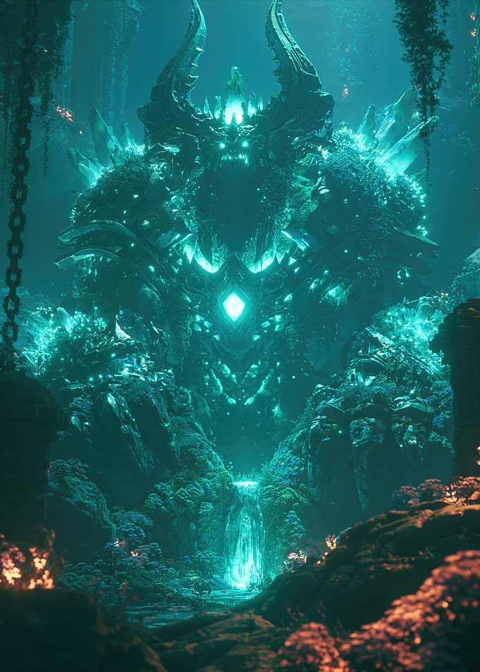 Glowing Crystal Demon Guardian
