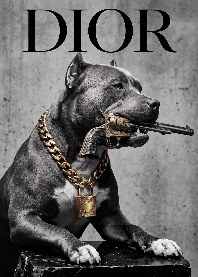 Dior Pitbull with Gold Chain
