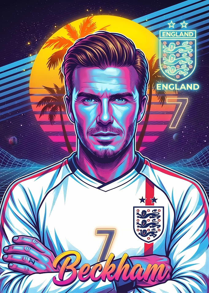 David Beckham Synthwave England Portrait