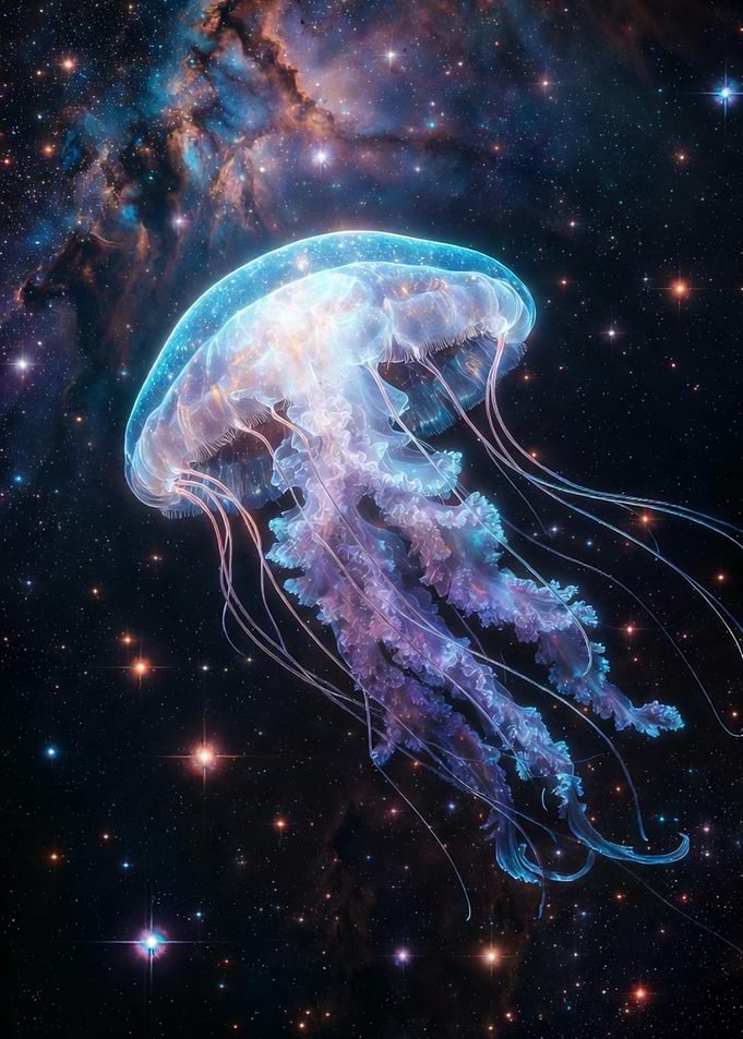 Cosmic Jellyfish Floating in Space