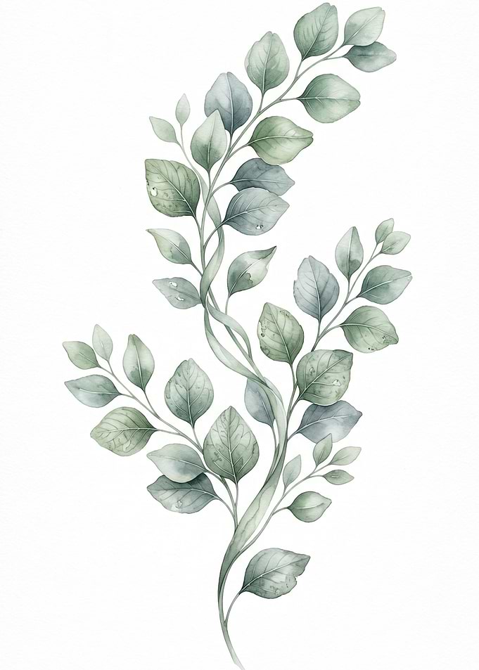 Watercolor Eucalyptus Branch Illustration