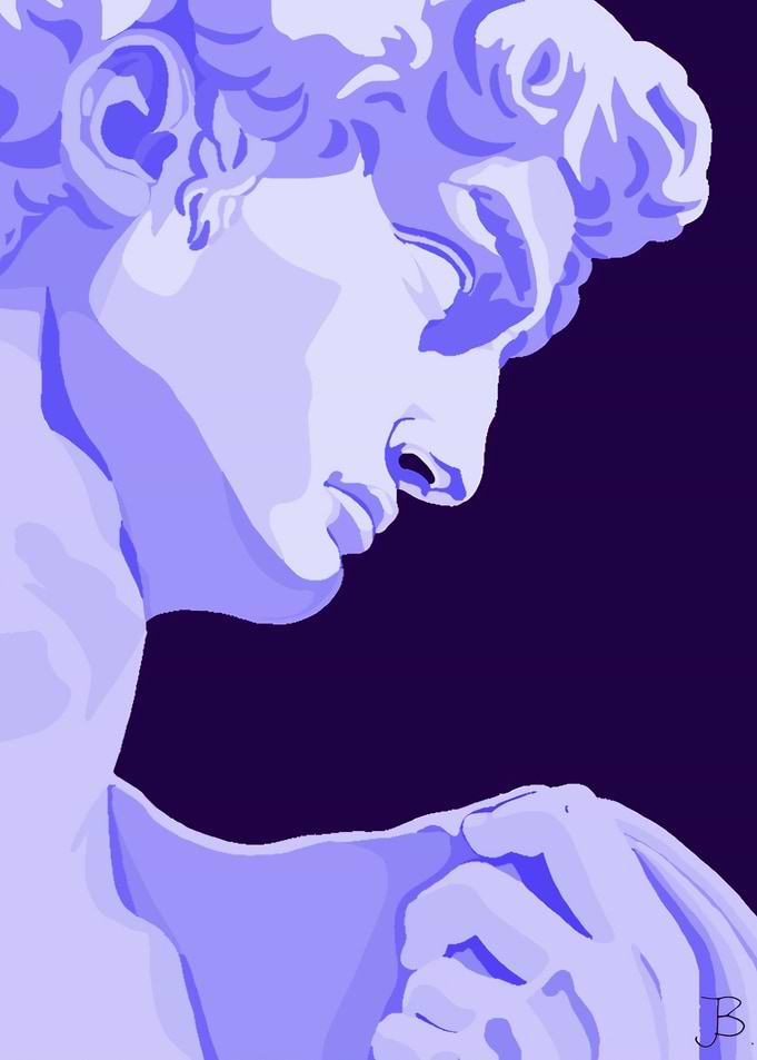 Minimalist David Statue Illustration