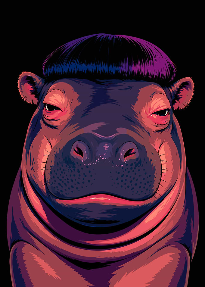 Hippo with a Bowl Cut