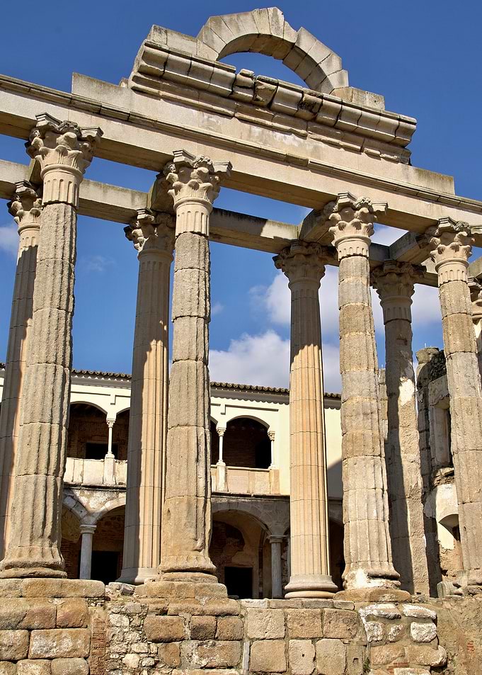 Ancient Roman Temple Ruins in Merida