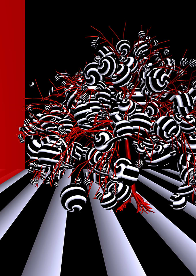 Abstract Surreal Striped Tree Art