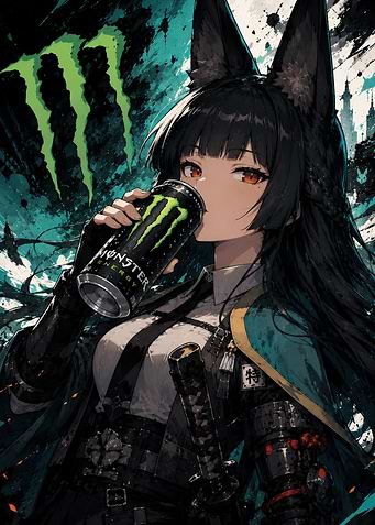 Hishomi Drinking Monster Energy