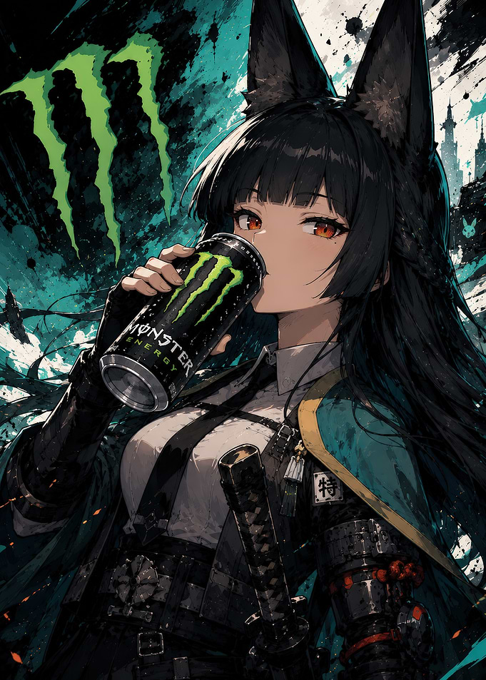 Hishomi Drinking Monster Energy