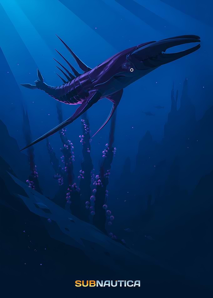 Subnautica Reaper Leviathan Underwater Poster