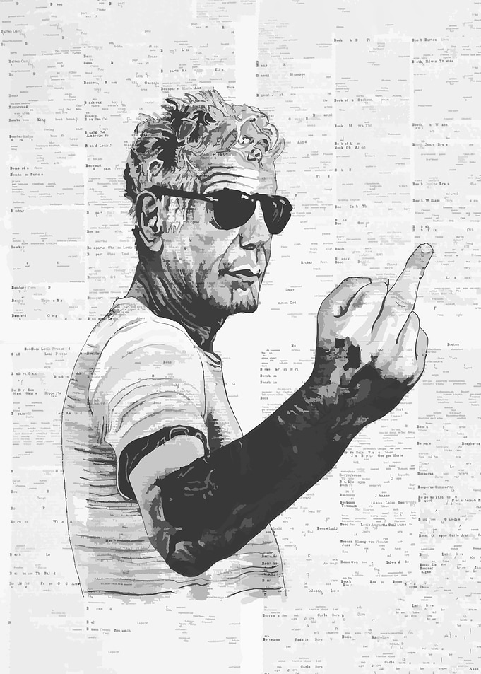 Anthony Bourdain Middle Finger Portrait