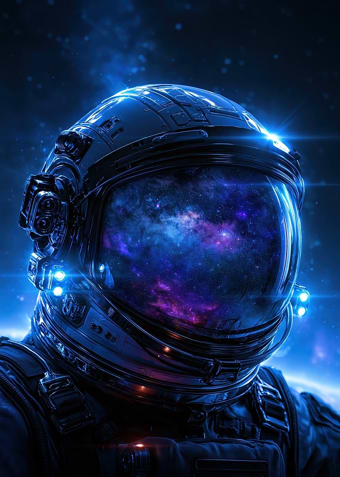Astronaut Helmet with Nebula Reflection