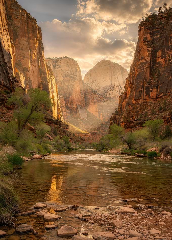 Zion National Park Canyon River Sunset