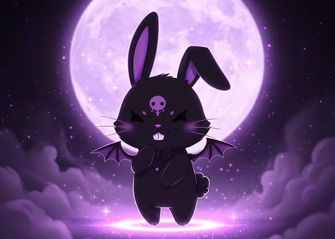 Cute Gothic Bat Bunny Illustration