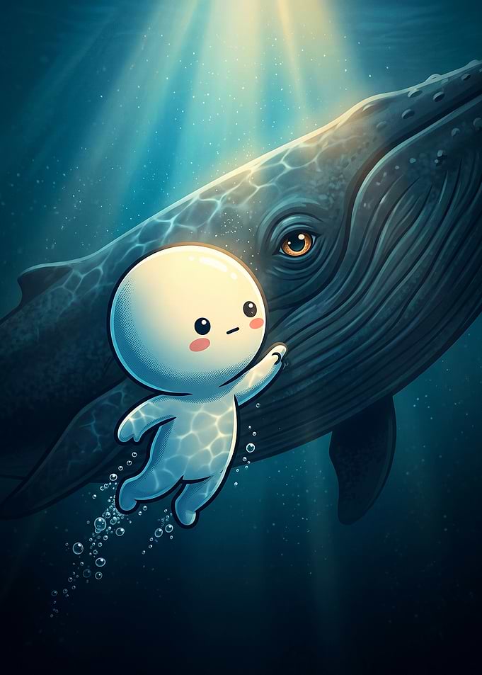 Cute lunio Swimming With Whale