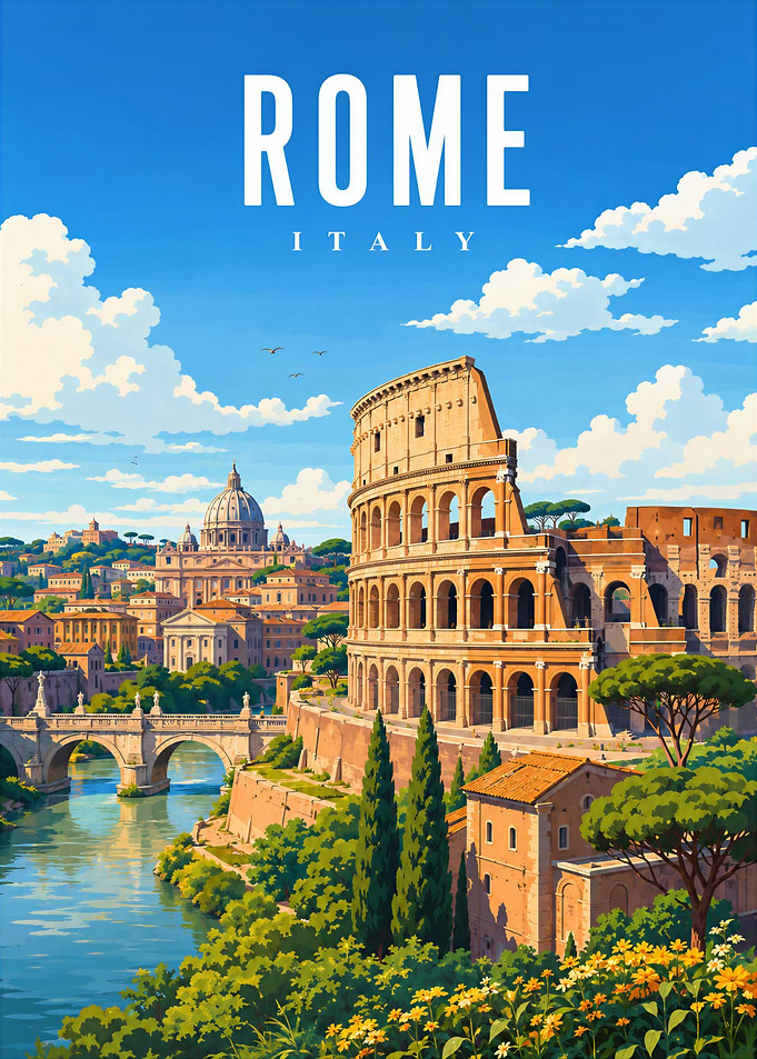 Rome Italy Travel Poster