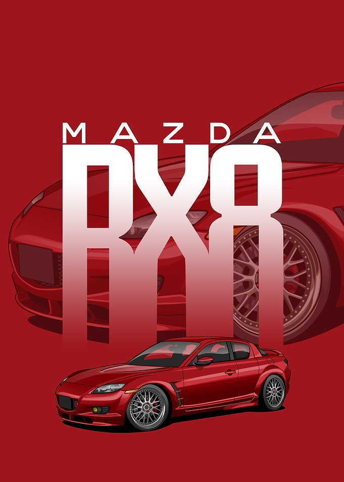Mazda RX8 Red Car Poster