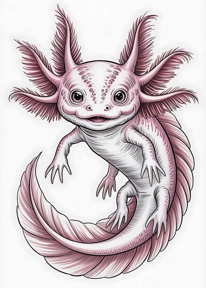 Cute Pink Axolotl Illustration