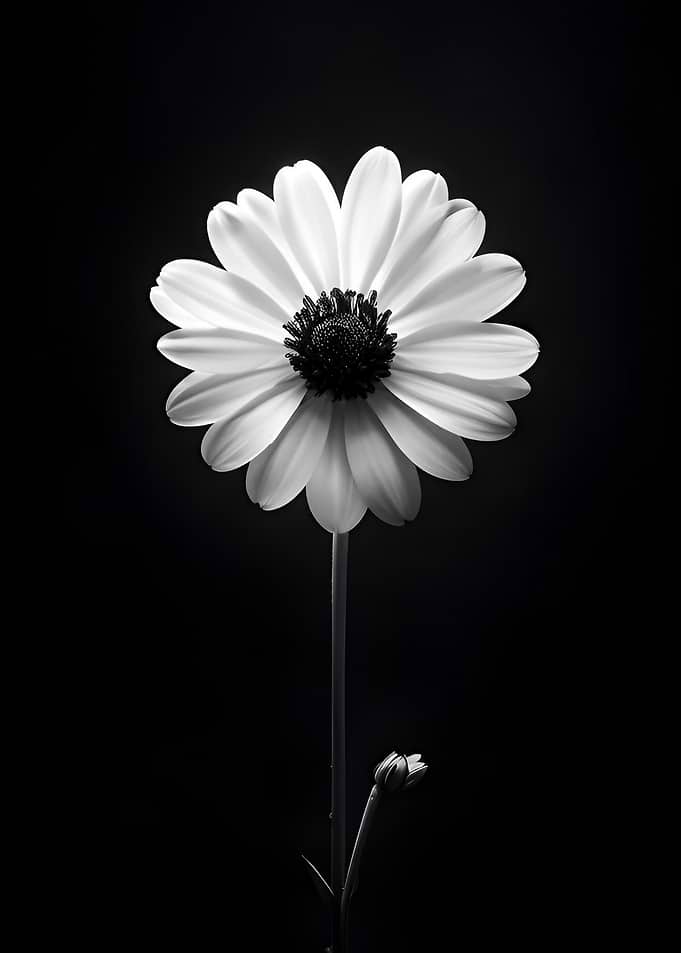 Minimalist Black and White Daisy