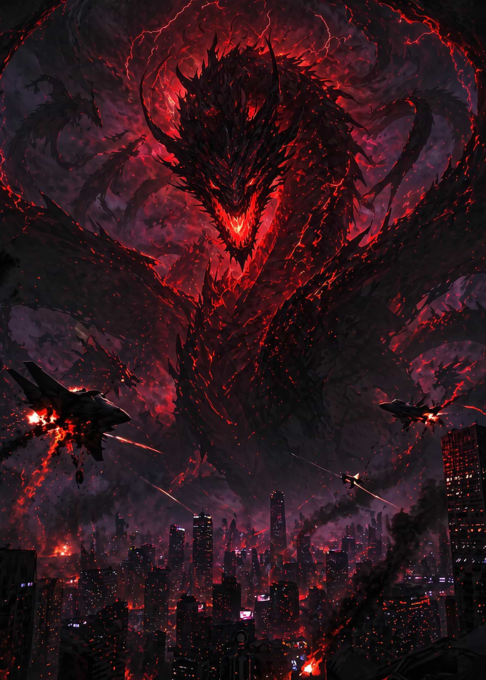 Colossal Dragon Attacking Modern City