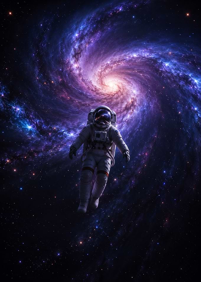 Astronaut Floating in Deep Space