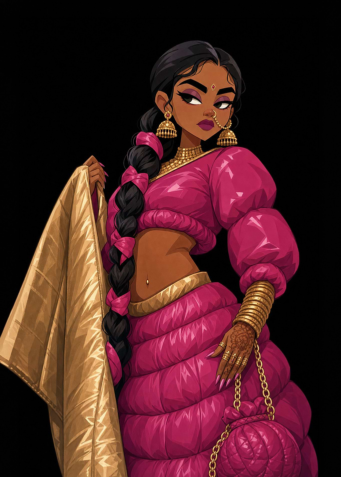 Stylish Woman in Puffer Lehenga