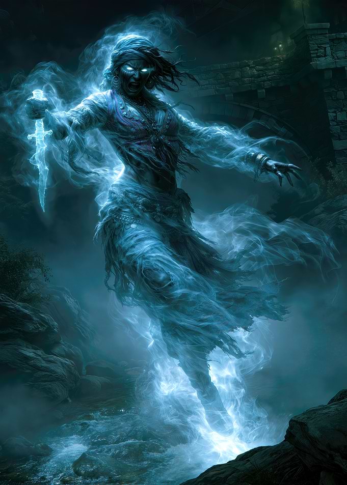 Spectral Banshee Warrior with Glowing Dagger