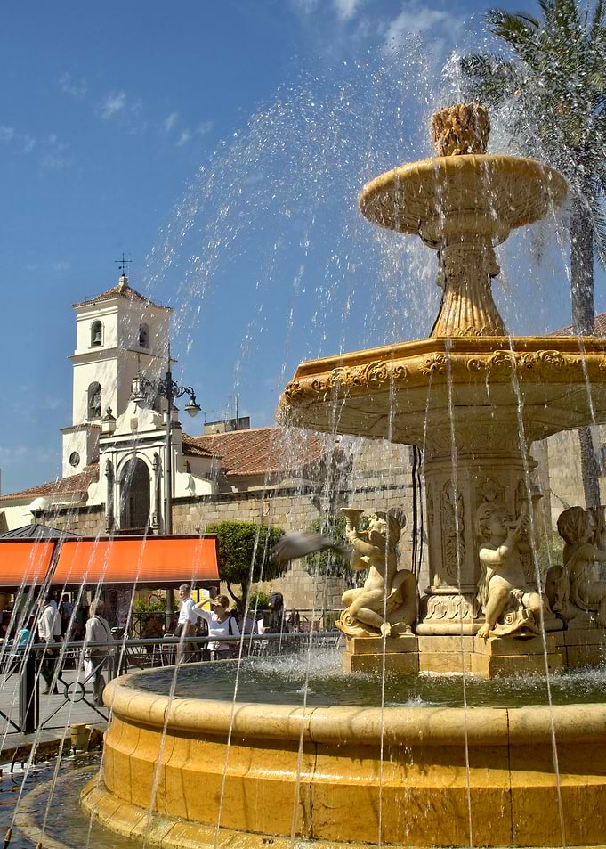 Historic Plaza Fountain in Merida - Spain