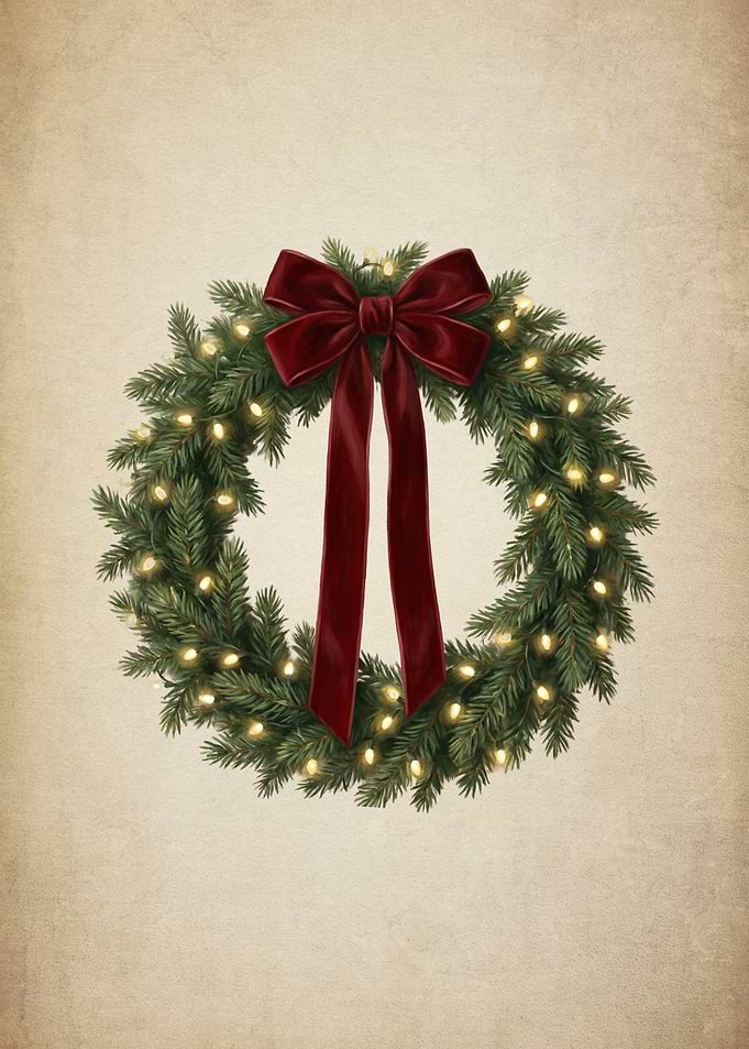 Classic Christmas Wreath with Red Bow