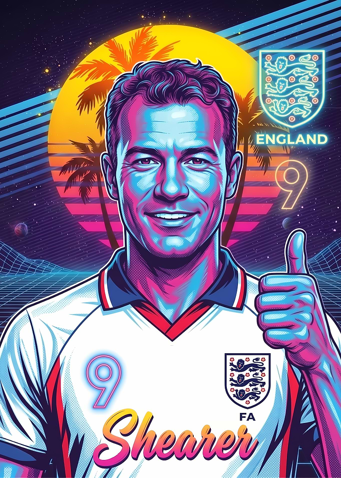 Alan Shearer Retro Synthwave Portrait